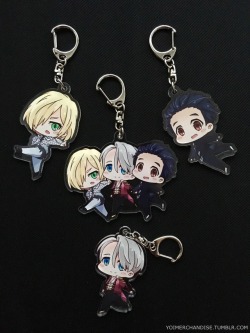 yoimerchandise: YOI x Tekutoko Acrylic Key Holders Original Release Date:February 25th, 2017 Featured Characters (3 Total):Viktor, Yuuri, Yuri Highlights:Our favorite trio in their skating costumes, both individually and attached together! 