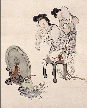 Lady at her toilette by Zhu Ben (1761-1819) Qing dynasty China