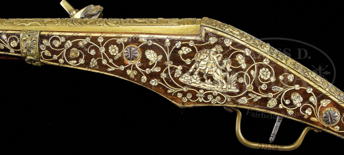 peashooter85:  A heavily decorated set of wheel-lock pistols originating from Saxony, 16th century. Estimated Value: ฤ,000 - ุ,000 