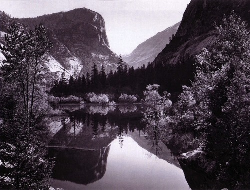 magictransistor:Ansel Adams, Mirror Lake (Gelatin silver print), Mount Watkins, Yosemite National Pa