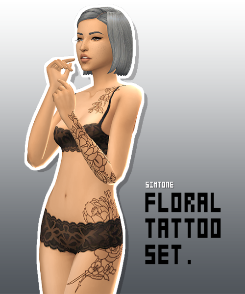 simtone:FLORAL TATTOO SET _ tattoo4 swatches ↓ more (censored) CAS pictures below + CCBase game