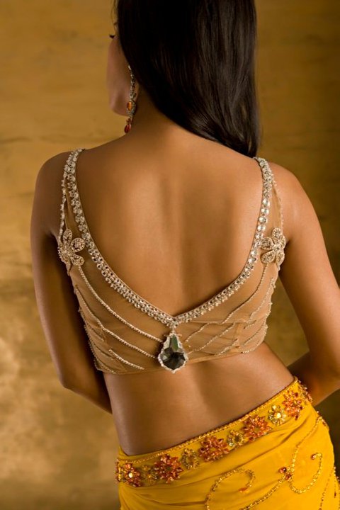 Backless saree blouse design