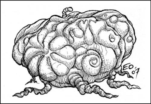 sepiachord:Erol OtusLarval intellect devourer?Illustration by Erol Otus