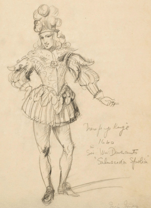 A masquer in “Brittannia Triumphans” and costume for the King in the masquerade “S