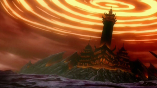 avatar-scenery:ATLA Scenery - Fire Nation Palace - Reality vs. Aang’s Nightmare