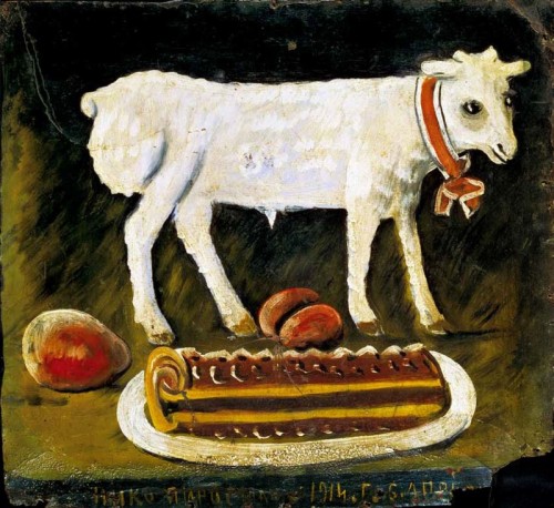 artist-niko-pirosmani:Easter lamb, 1914, Niko PirosmaniMedium: oil,oilcloth