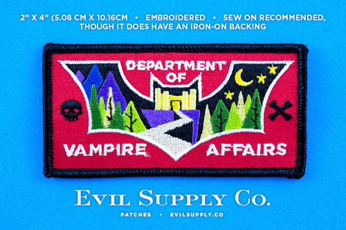 The Department of Vampire Affairs patch ($4.00)Vampires face extraordinary challenges in the modern 