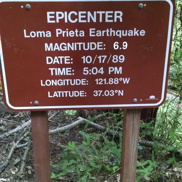 Saw this during a 12 mile trail run in Nisene Marks State Park. #aptosrun #trailrunning (at Loma Prieta Earthquake Epicenter)