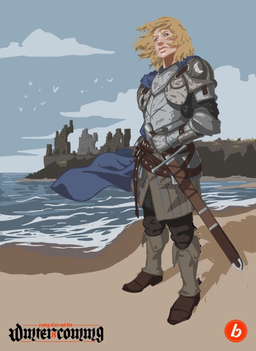 artofbone:Brienne of Tarth qui s’apprète à s’engager auprès de Renly Baratheon. Elle a une armure fa