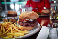 food-porn-diary:  Burger w/ Brie, Onion Jam,