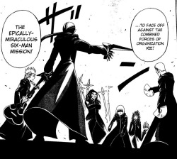 kingdomheartsnyctophiliac:  thetwilightroadtonightfall:  Friendly reminder that Organization XIII gathered in Twilight Town on a day off, on their own free will, to capture Riku (the imposter), successfully cornered him…and ended up beating each other