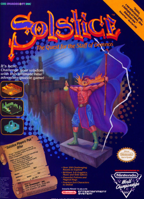 vgjunk:  Ad for Solstice on the NES, starring the world’s buffest wizard.