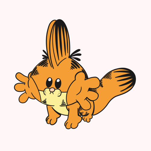 258 - GARFKIP - The MITTS on the side of its BIG FACE grab the lasagnas to shove into its LIL MOUTH.