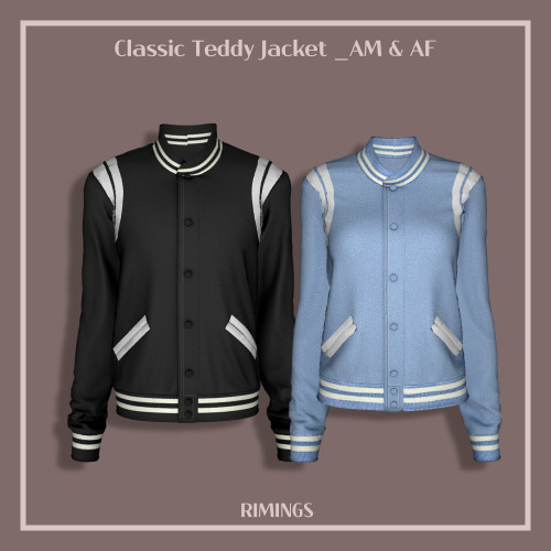 [RIMINGS] Classic Teddy Jacket _AM &amp; AF - TOP 2 ( MALE &amp; FEMALE ) - NEW MESH- ALL LODS- NORM