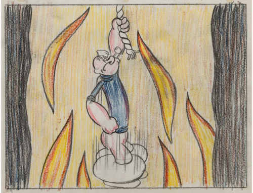 Popeye storyboards from the late 1940s. Almost no animation needed: the drawings are full of swirlin