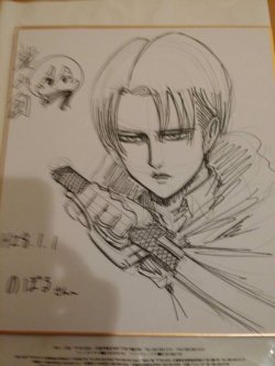 New Levi sketch and chibi Mikasa autograph from Isayama Hajime for a fan!More sketches by Isayama can be found in his tag!