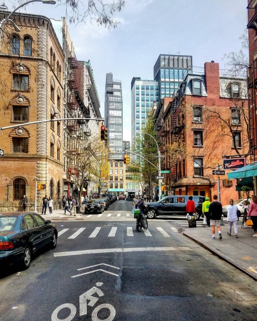 wanderingnewyork: Looking eastward along Spring Street from Mott Street in #Nolita, #Manhattan. http