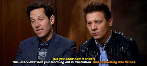 clintofbartons:Jeremy and Paul handling Endgame press tour like pros