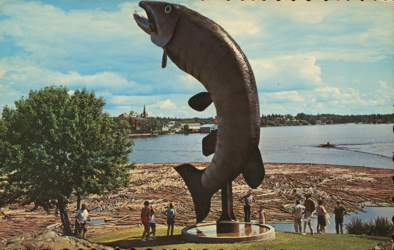 Husky the Muskie, World’s Largest Fish, Kenora, Ontario #husky the muskie #fish#kenora#ontario#vintage#postcard#vintage postcard