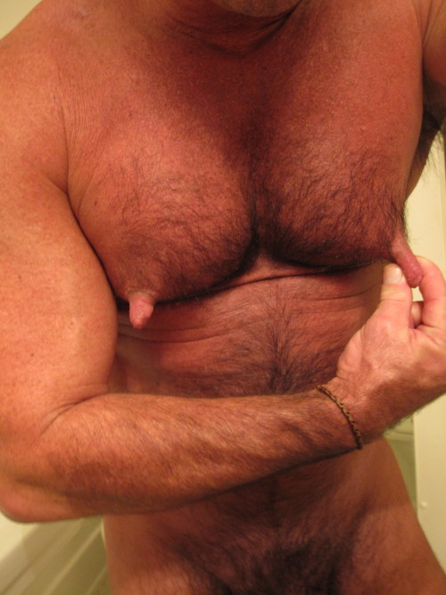 jockstrapbear:  suitedsubmissive:  His nips are about as big as my dicklet!!  He is fucking amazing!  I’d kill to have pumped nips like this…so massive and obscene that I could never hope to hide them underneath my dress shirts.  Tell tale evidence