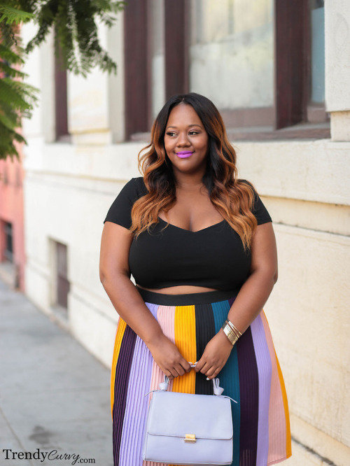 Colorblock PleatsOutfit details on TrendyCurvy.comPhotographer: Steve Suavemente