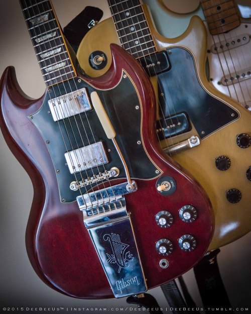 deebeeus:  The rack.1969 Gibson SG Standard, 2009 Gibson Les Paul Special TV VOS, 2005 Fender Custom Shop ‘66 Stratocaster Closet Classic.