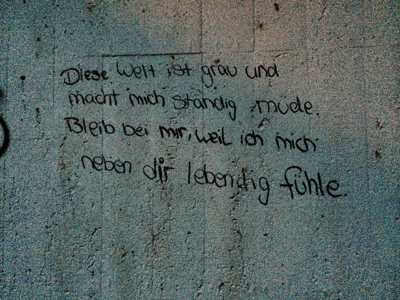  &ldquo;Diese Welt ist grau und macht mich ständig müde. Bleib bei mir, weil