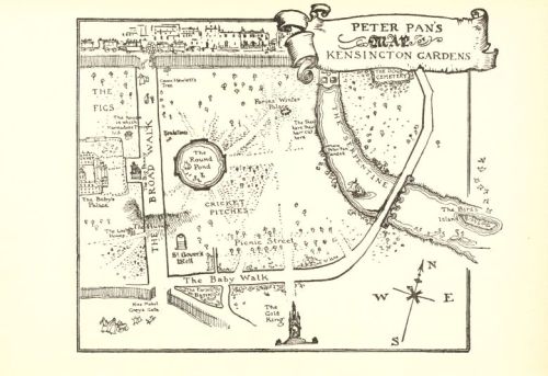 artist-rackham:Map of Peter Pan’s Kensington Gardens, Rackham Arthur