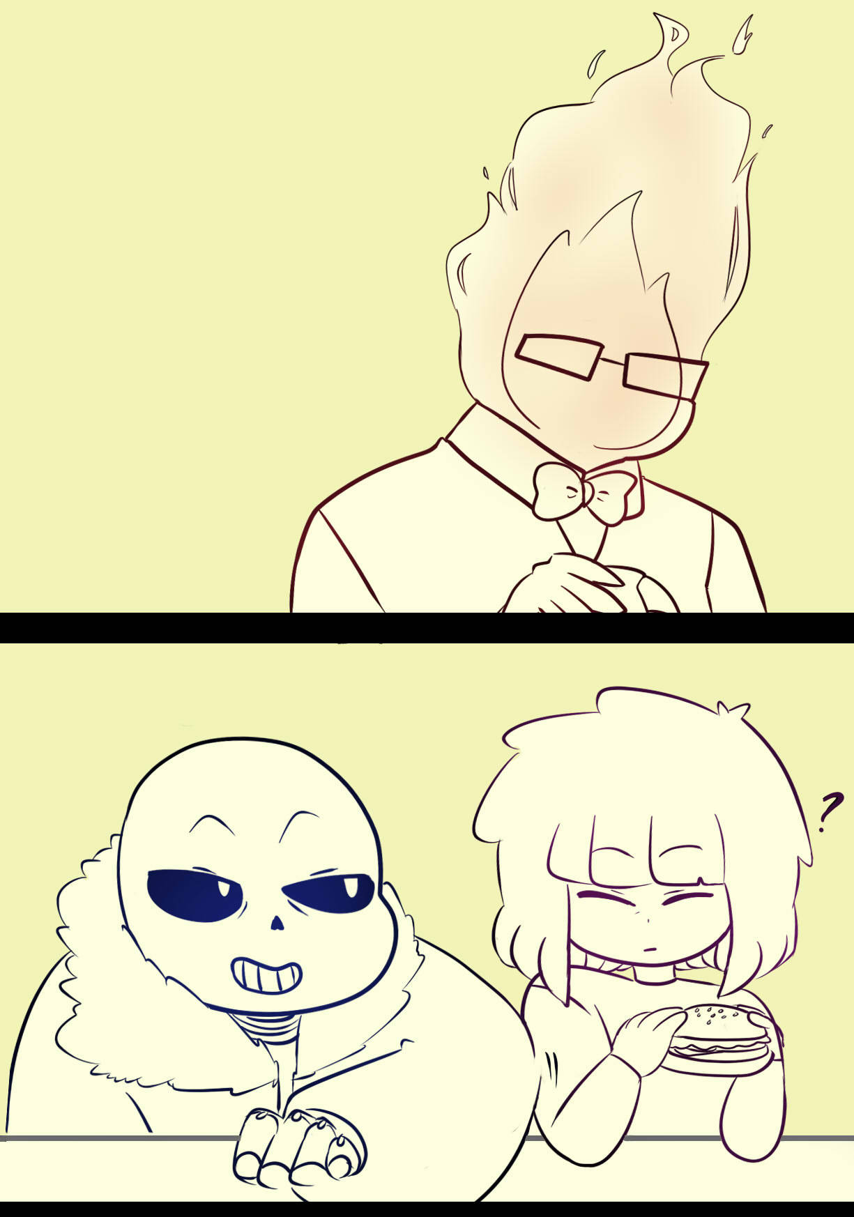 juancarla:  ……well….“Grillbye” ..then…… based off this http://dogbomber.tumblr.com/post/131673882054/taking-a-load-off-cards-with-some-grillby