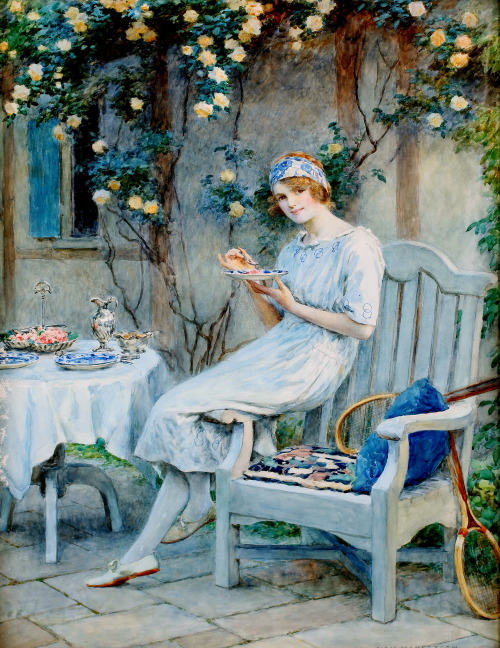 fleurdulys:Woman on Terrace - William Henry Margetson