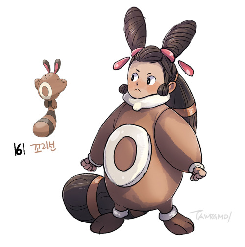 tamtamdi:Pokemon Gijinka161.Sentret162.Furret