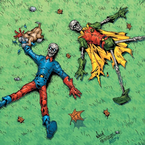 maxmarvel12345: Last Man Standing: Dead Bucky vs. Dead Robin [VS. match pin-up from Wizard: The Comi