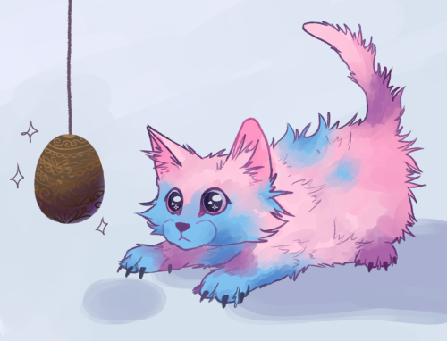 romaencepardner:for @nonbinarywithaknife, cumulous as… cotton candy kitten… fluhfy bby