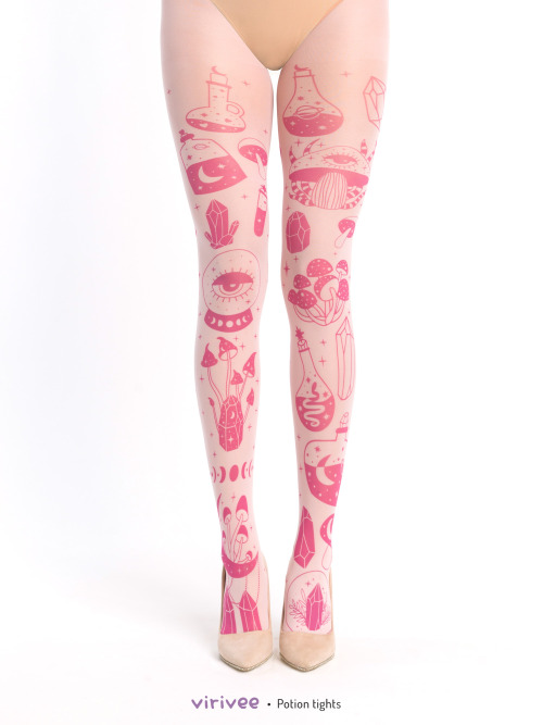 Virivee Mushroom tights SEMI-opaque tights with different mushroom patternwebshop - instagram - etsy