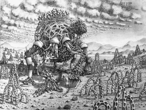 Andrew L. Nelson has a gallery full of these robot drawings with an organic twist.
