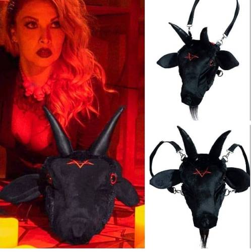 angryyoungandpoordotcom:  AYP has got your goat!  Check out these evil yet cute NEW Goathead #Baphomet Plush Bags by @kreepsville666. Use it as a shoulder bag, backpack, or best plush pillow friend!  #Vegan & Satan friendly - grab yours in store or