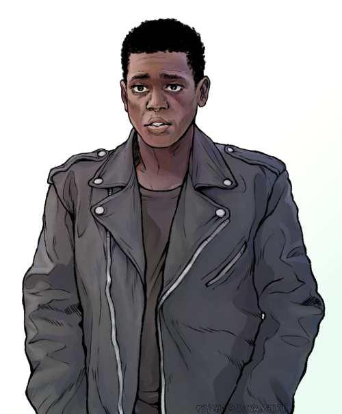 psychosassicvampire:Happy 42nd birthday to Mpho Koaho!i figured it would be fitting to draw his character ken at what i think is the moment when he understands and believes he is getting caught up in the mechanisms of a wildly complicated universe, and