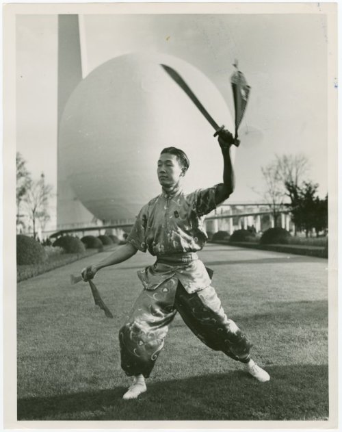 orientallyyours: A set of photos depicting Chinese entertainers with drum, spear, swords, fan, and u