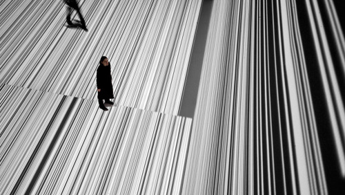 monochrome-princess:  Ryoji Ikeda - The Transfinite (2011) “A huge, immersive, electronic light-and-sound installation consisting of an immense wall — 54 feet wide by 40 feet tall — which serves as a screen for streaming video projections.  On