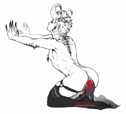 the-liger-art:  Initializing response… A small drawing for pleasure and leisure. Featuring Lavicer the incubus engaging in some self-service with a toy. 