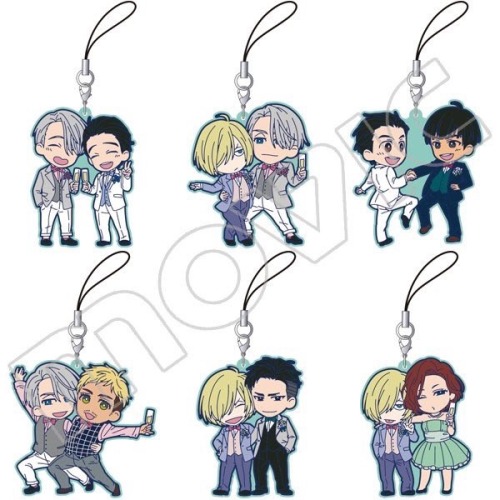 These new rubber straps with a wedding banquet concept!!? Finally we get Mila in merch, too.  And the way Otabek and Yuri have their arms around each other I’m deceased??