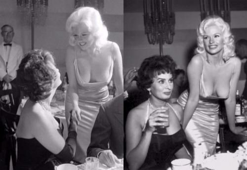 catfight-superstars: CELEBRITY BOOB WARS - PART 1 - Jayne Mansfield vs Sophia Loren (1957)Here’s wha