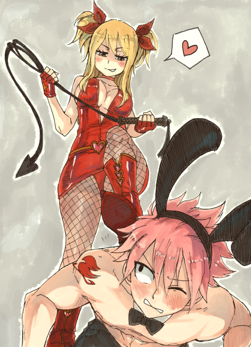 rboz:  I remember this fic where Natsu is turned on by Lucy hitting him with her whip and the idea got burned in my mind I had to draw it bc why not. Also bunny!Natsu.