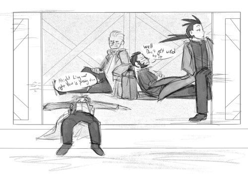 humming-fly:there’s barely a punchline to this one i just wanted to draw the gang trying to hop on a