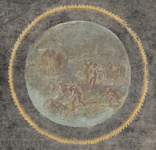 Fresco fragment with Heracles and Hesione. Roman, 50-79 A.D.  J. Paul Getty Museum. 