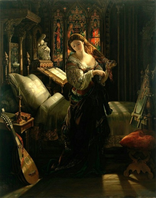 english-idylls: Madeline After Prayer by Daniel Maclise (1868) and Mariana by John Everett Mill