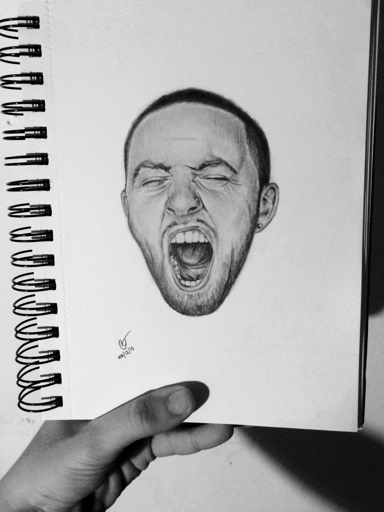 0bjects-in-space:  Mac Miller drawing. 90 minutes. Had a lot of fun drawing this