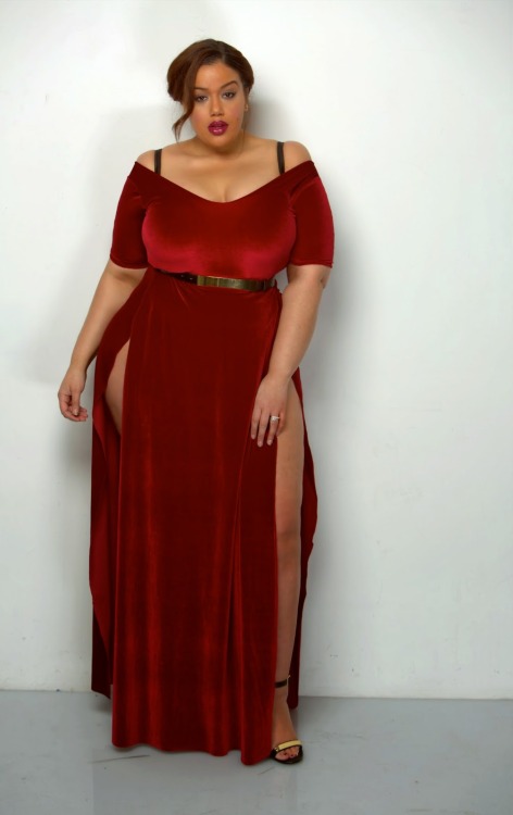 hourglassandclass: Rum + Coke gorgeous red velvet dress Check out my blog for more curves and body p