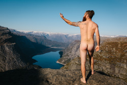 chrisbrinleejr:  I went to Trolltunga. Of course I posed nude. Photos of me by danielbrucelee.
