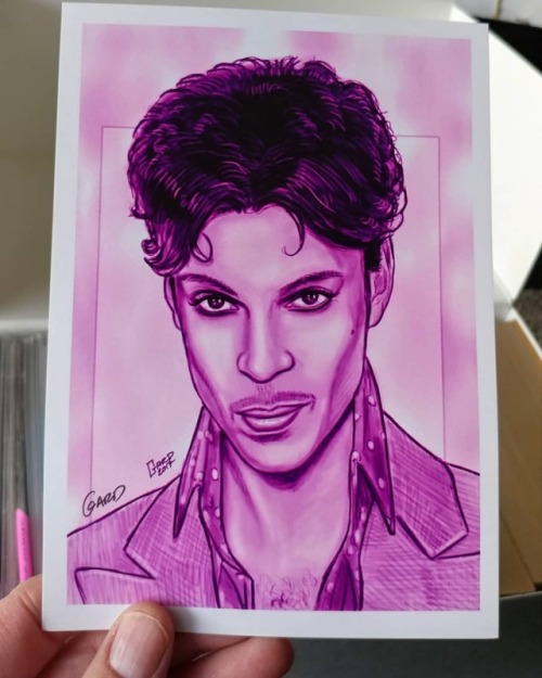 Added a little shade of Prince’s favorite color in this portrait I did last year.#Prince #Fa